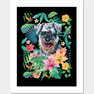 Tropical Salt and Pepper Schnauzer 2 Posters and Art